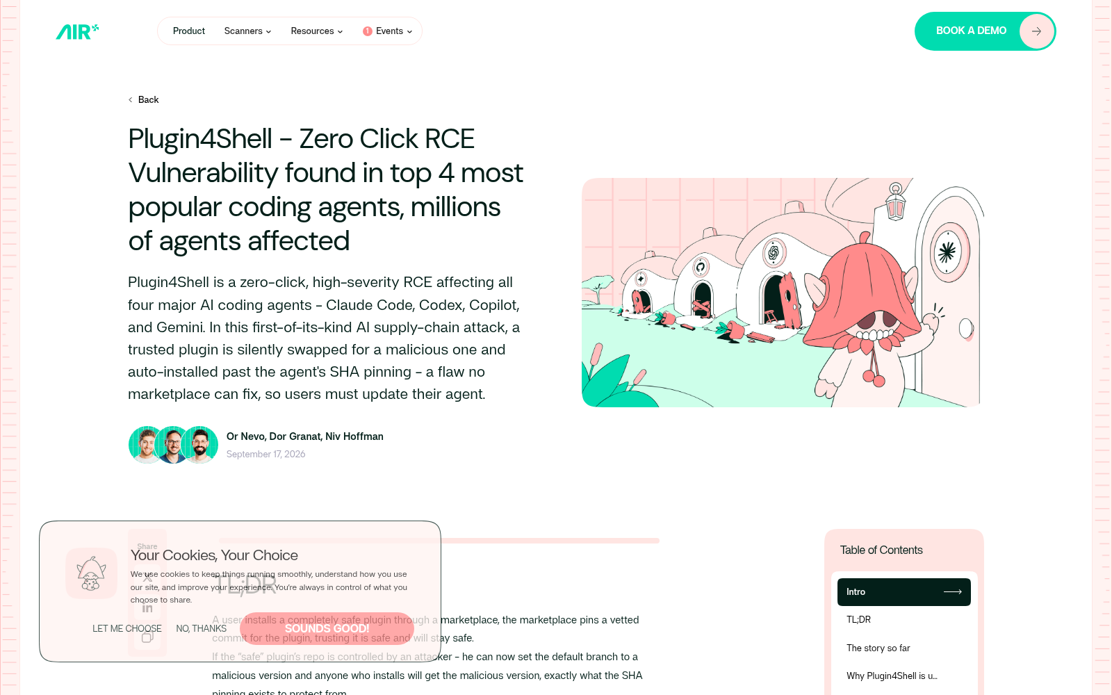 Screenshot of the Air Security Plugin4Shell disclosure page