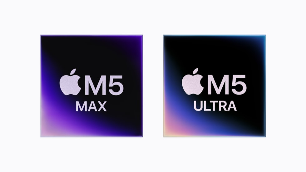Apple\'s M5 Max and M5 Ultra chips, with higher unified memory bandwidth for on-device AI workloads