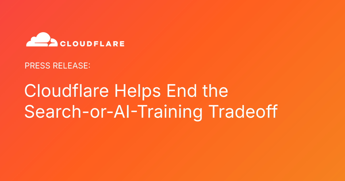 Official Cloudflare press-release card for the search-or-AI-training announcement