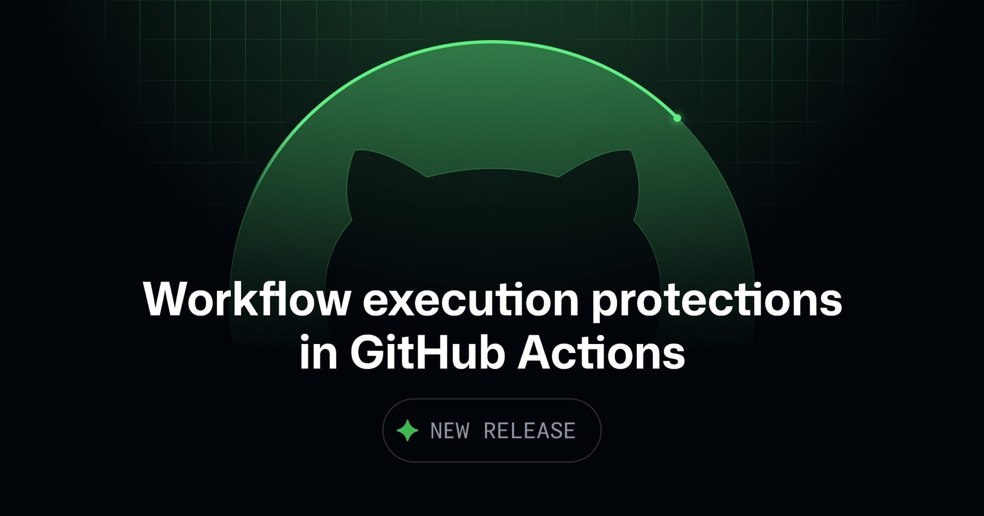 Official GitHub changelog hero for the workflow execution protections GA announcement, showing the feature name on a dark gradient