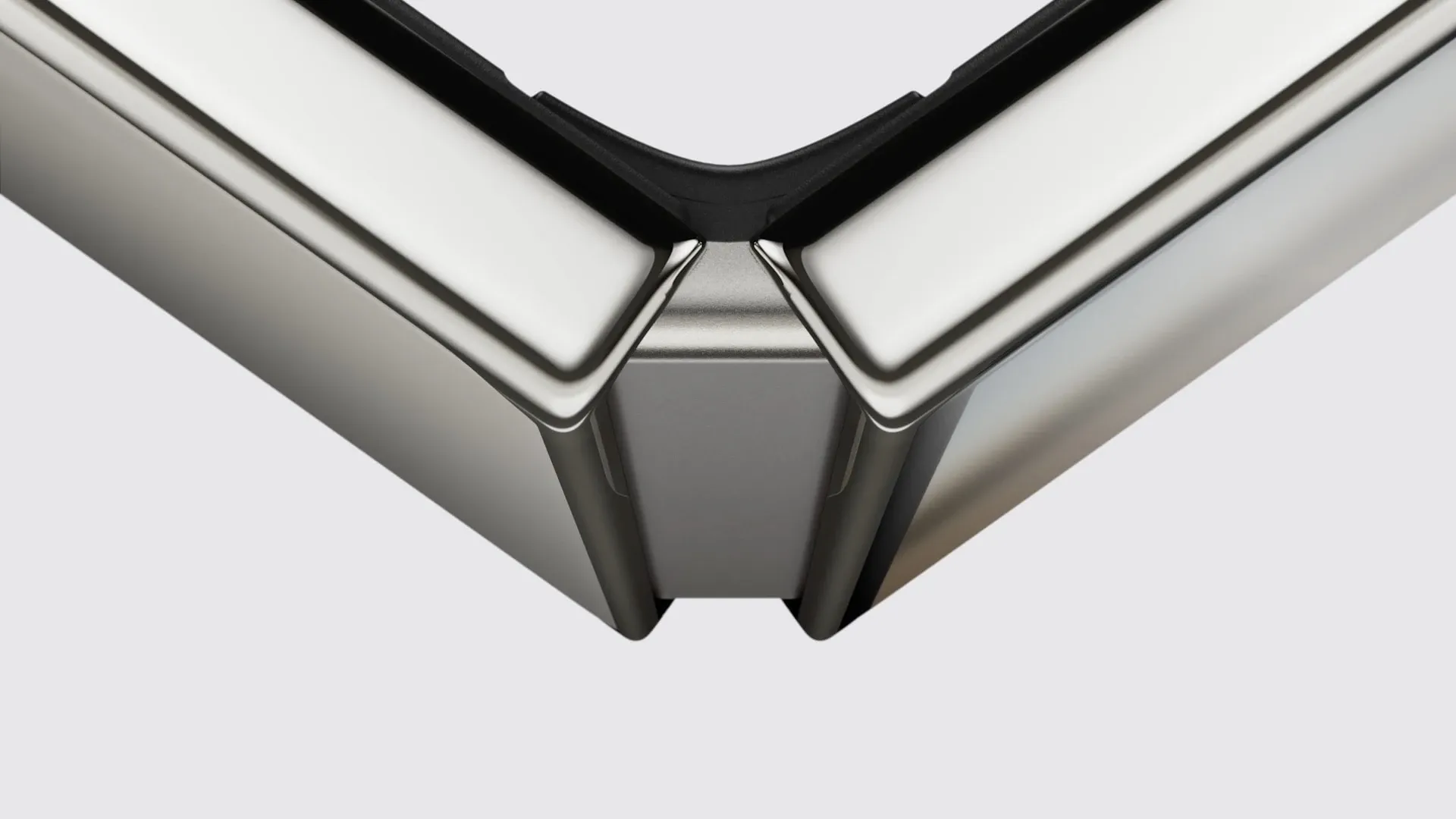 The iPhone Duo hinge supporting the open foldable display.