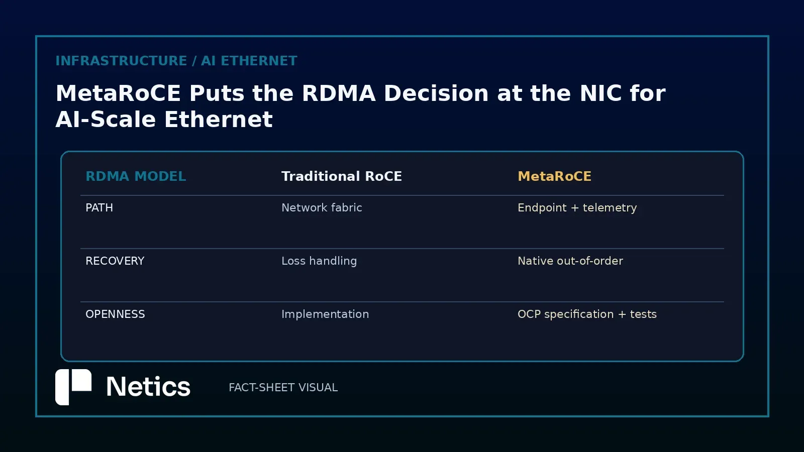 Netics visual: MetaRoCE interoperability decision boundary.
