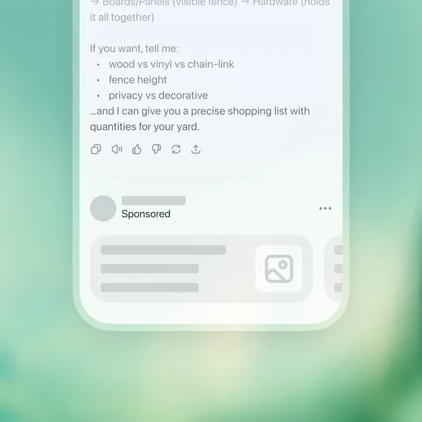 Buying announcement card for ChatGPT Ads