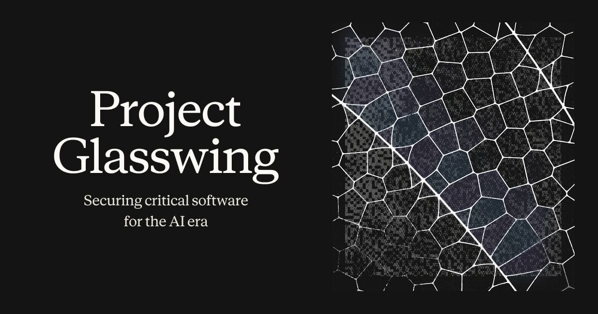 Official Anthropic image from the Project Glasswing announcement: the programme title over a dark technical composition.