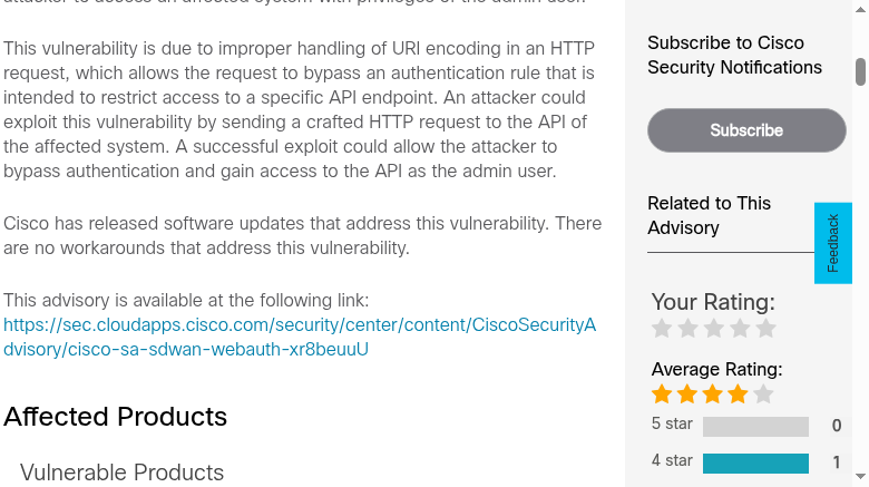 Official Cisco Security Advisory capture: the CVE-2026-76504 summary and IOC guidance