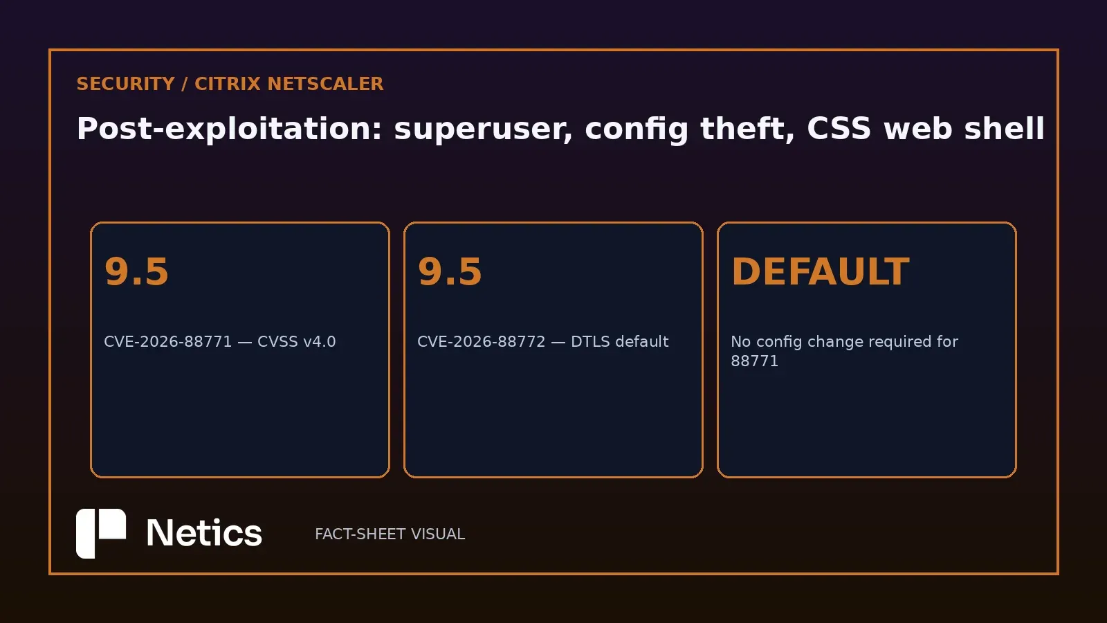Netics editorial diagram: the severity profile of the NetScaler flaws