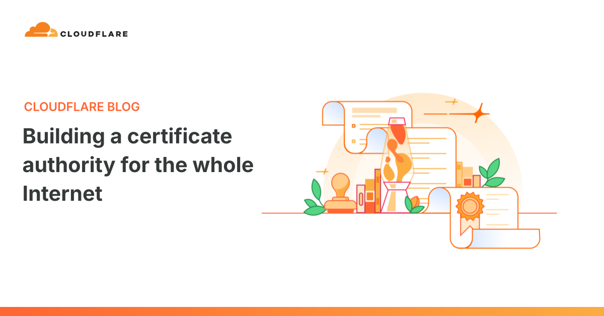 Official Cloudflare graphic published with its certificate authority announcement, titled Building a certificate authority for the whole Internet.