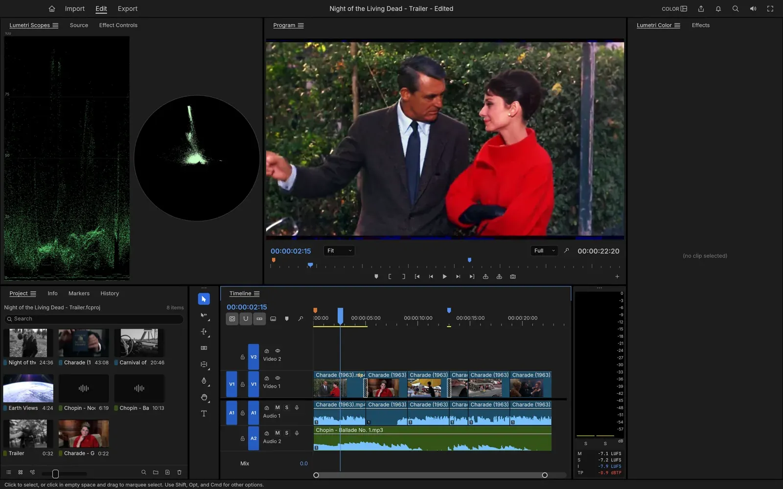 Official FilmCraft capture showing a program monitor, scopes and a multitrack timeline.