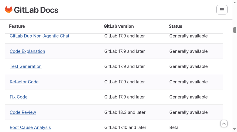 Official GitLab capture: Duo self-hosted models documentation