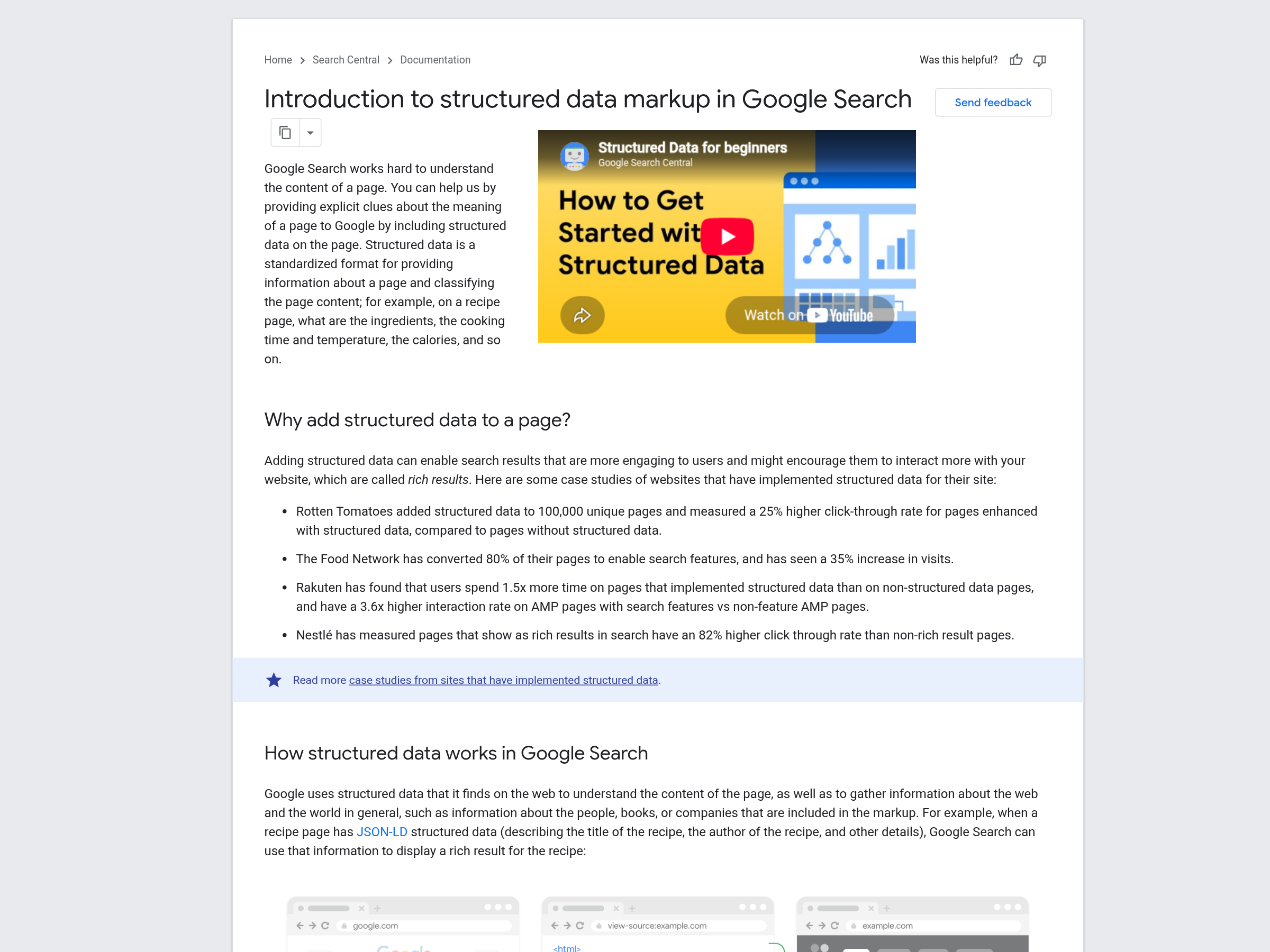 Google's introduction to structured data markup, showing the JSON-LD, microdata and RDFa formats — developers.google.com/search/docs/appearance/structured-data/intro-structured-data