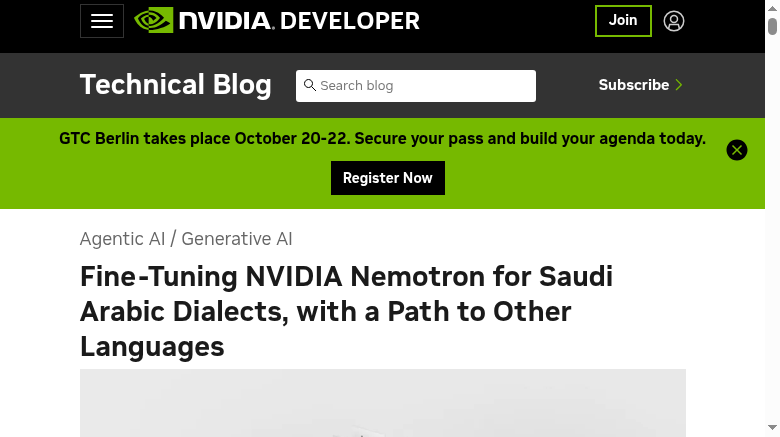 Official NVIDIA developer blog page capture: the fine-tuning walkthrough