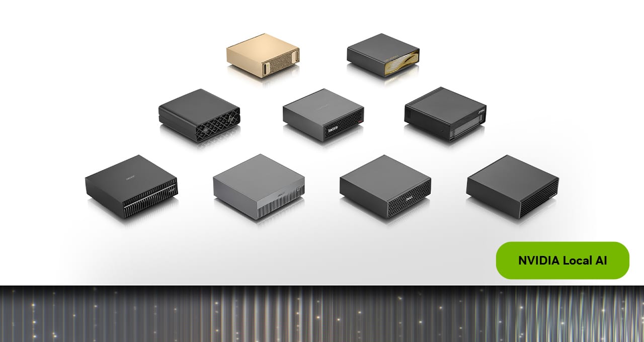 Official NVIDIA image from the DGX Spark 64GB announcement, showing DGX Spark units with the NVIDIA Local AI branding.