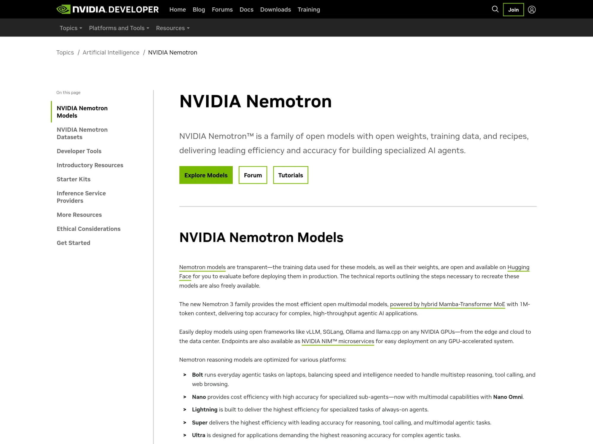NVIDIA Nemotron page listing Nano, Super and Ultra — https://developer.nvidia.com/nemotron