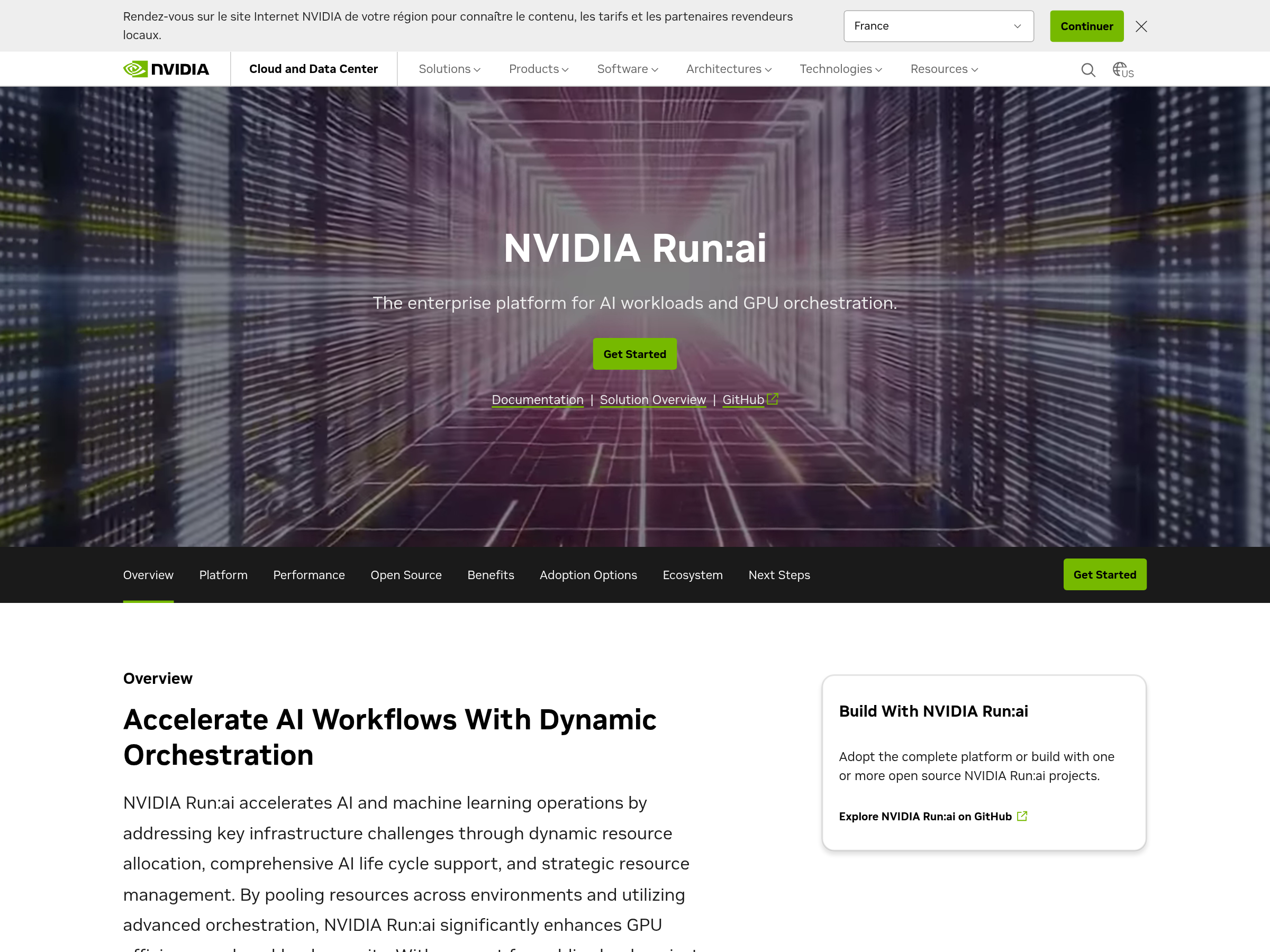 Capture of NVIDIA's Run:ai product page