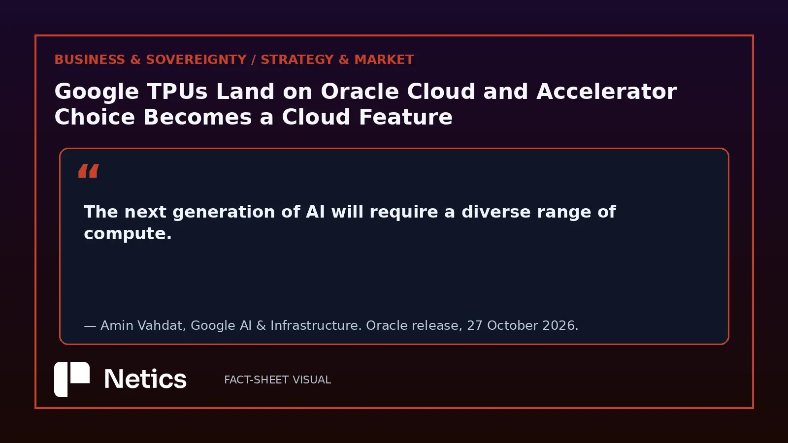 Netics quote card carrying Google's stated reason for the deal