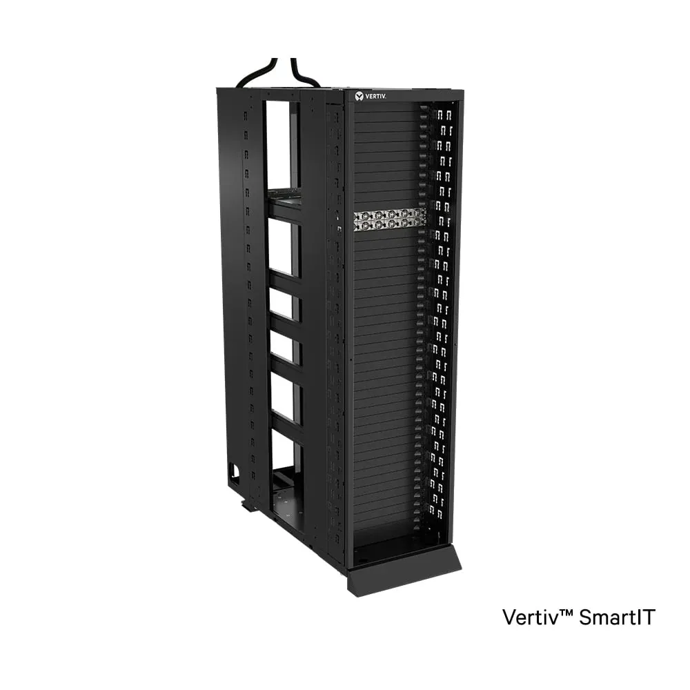 Vertiv SmartIT rack rear, cable entry and panel layout — vertiv.com/products-catalog/vertiv-smartit