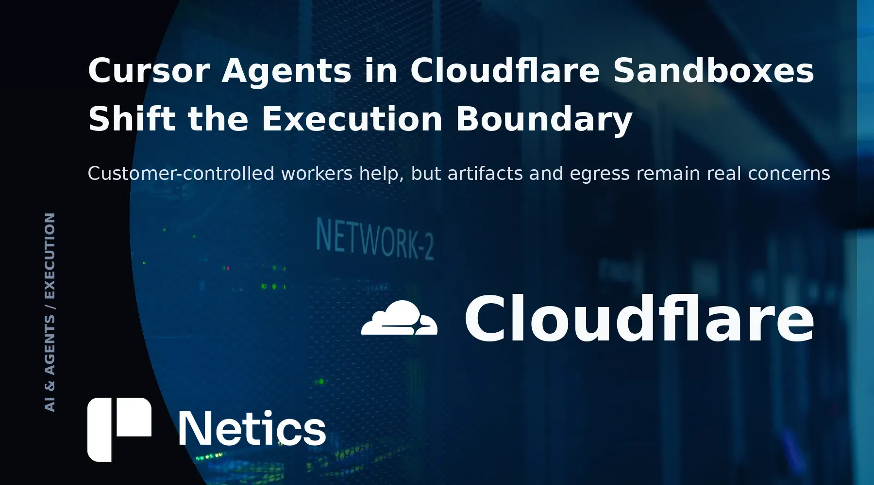 Netics editorial feature card about Cursor Cloud Agents running on customer-controlled Cloudflare Sandboxes.