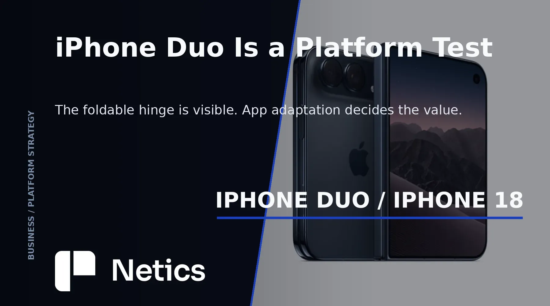 Apple iPhone Duo devices shown folded and unfolded in star white and night sky.