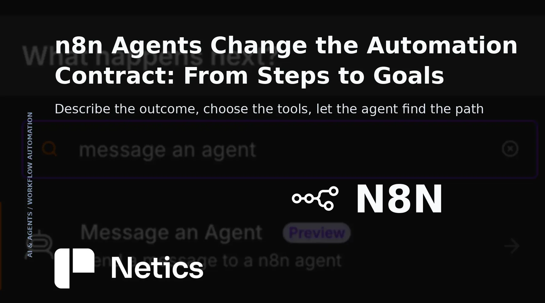 Netics editorial card for n8n Agents with the official n8n logo.