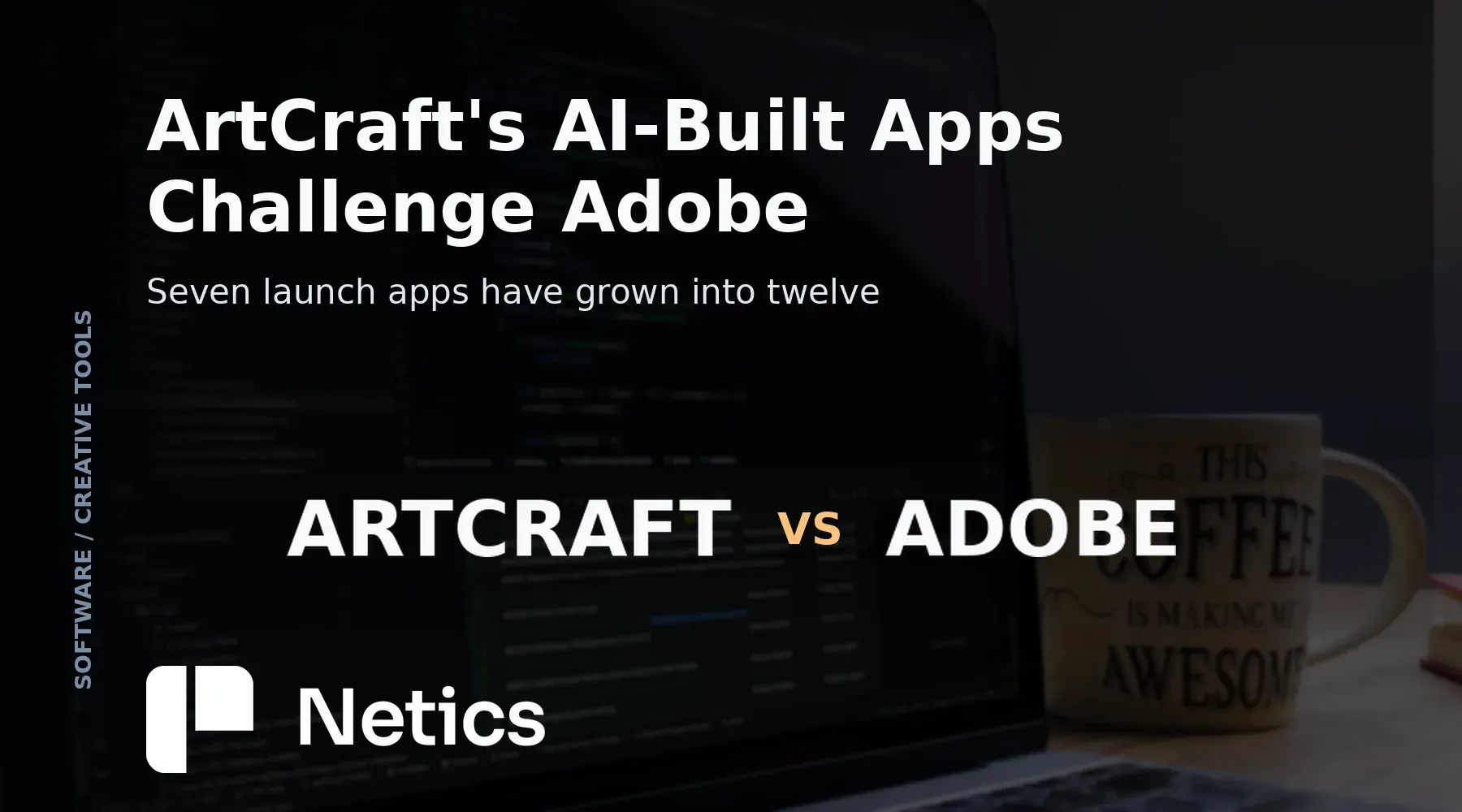 Editorial visual comparing the open creative-software challenge with Adobe's established creative suite.