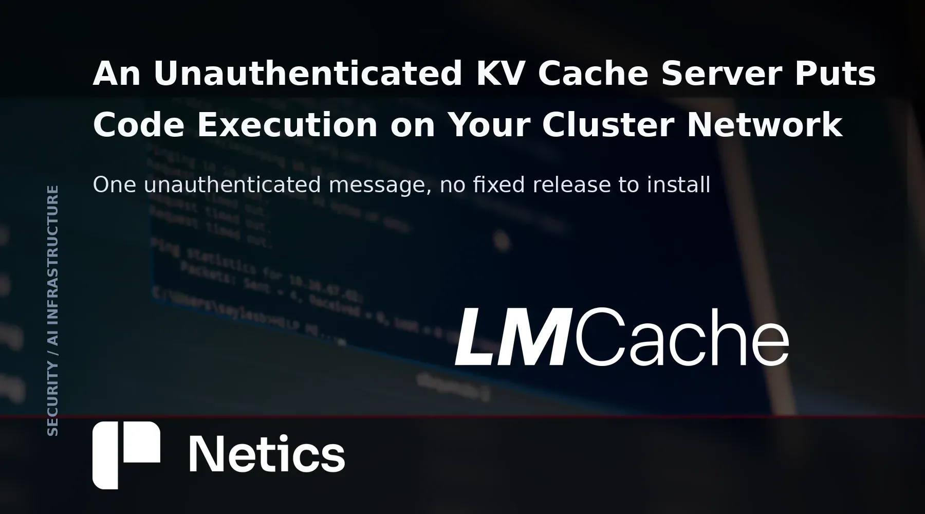 Netics editorial card showing a key-value cache server listening on a cluster network port in front of a model server.
