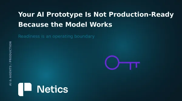 AI production-readiness concept with identity, secrets, spend, capacity, observability, tool permissions, and escalation or rollback.