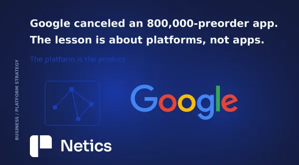 Google platform strategy article card with the official Google logo and Netics branding