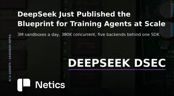 DeepSeek DSec elastic sandbox platform article card with a DeepSeek DSec text identity and Netics branding.