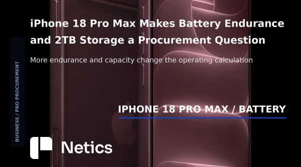 iPhone 18 Pro Max battery and 2TB article card using Apple official product photography.