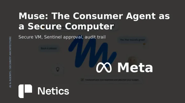 Netics feature card for the Meta Muse Secure VM article using official Meta Newsroom imagery