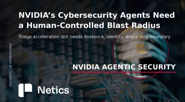 NVIDIA agentic cybersecurity operations article card with security operations infrastructure and Netics branding