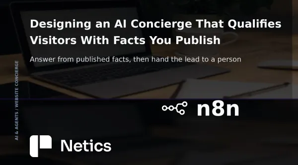 Netics editorial card showing a website assistant answering from a catalogue and handing a qualified conversation to a person.
