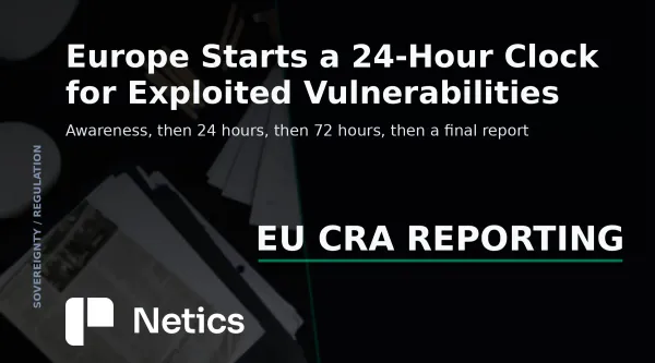 Netics editorial card showing a three-stage reporting clock labelled 24 hours, 72 hours and final report.